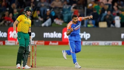 Delhi Capitals teammates Tristan Stubbs and Axar Patel in action at St George's Park. (AFP) Delhi Capitals teammates Tristan Stubbs and Axar Patel in action at St George's Park. (AFP)