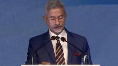 External affairs minister S Jaishankar speaking at the India-Russia business forum in Mumbai on Monday. (Photo from X) External affairs minister S Jaishankar speaking at the India-Russia business forum in Mumbai on Monday. (Photo from X)