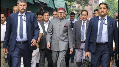 Jammu and Kashmir chief minister Omar Abdullah arriving at the civil secretariat in Jammu on Monday. (PTI Photo) Jammu and Kashmir chief minister Omar Abdullah arriving at the civil secretariat in Jammu on Monday. (PTI Photo)