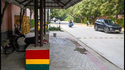 One of the colour-coded marking at the society. (Parveen Kumar/HT Photo) One of the colour-coded marking at the society. (Parveen Kumar/HT Photo)