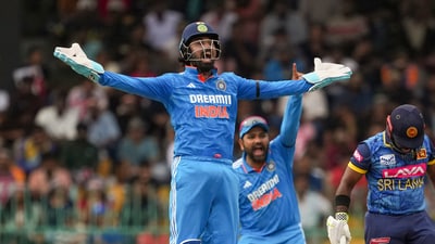 Rohit Sharma and KL Rahul go up in an appeal (PTI) Rohit Sharma and KL Rahul go up in an appeal (PTI)
