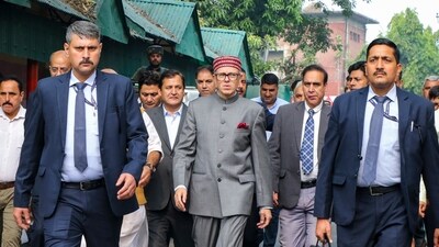 Jammu and Kashmir Chief Minister Omar Abdullah and Deputy CM Surinder Choudhary arrive for a visit to the Civil Secretariat in Jammu. (PTI) (PTI) Jammu and Kashmir Chief Minister Omar Abdullah and Deputy CM Surinder Choudhary arrive for a visit to the Civil Secretariat in Jammu. (PTI) (PTI)