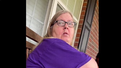 A white American woman yells "A woman can't run this country" after being falsely told that Kamala Harris won the elections. (@Kidbehindacamera/X) A white American woman yells "A woman can't run this country" after being falsely told that Kamala Harris won the elections. (@Kidbehindacamera/X)