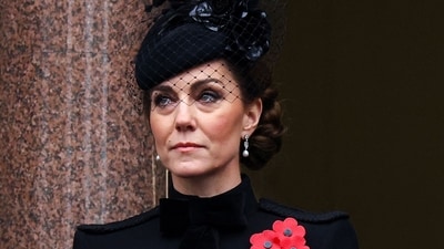 Britain's Catherine, Princess of Wales, attends the Remembrance Sunday ceremony at the Cenotaph on Whitehall in central London, on November 10, 2024. (AFP) Britain's Catherine, Princess of Wales, attends the Remembrance Sunday ceremony at the Cenotaph on Whitehall in central London, on November 10, 2024. (AFP)
