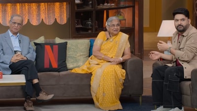 Infosys founder Narayana Murthy and his author-philanthropist wife Sudha Murty appeared as guests on the Great Indian Kapil Show. (YouTube/NetflixIndia) Infosys founder Narayana Murthy and his author-philanthropist wife Sudha Murty appeared as guests on the Great Indian Kapil Show. (YouTube/NetflixIndia)