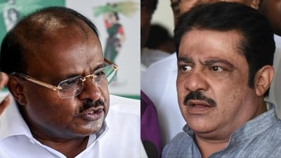 HD Kumaraswamy (L), Zameer Ahmed Khan (R) HD Kumaraswamy (L), Zameer Ahmed Khan (R)