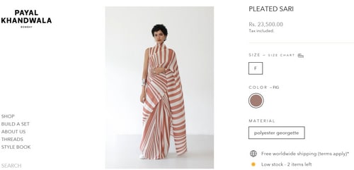 Ananya's saree comes with a price tag of ₹23,500 (payalkhandwala.com) Ananya's saree comes with a price tag of ₹23,500 (payalkhandwala.com)