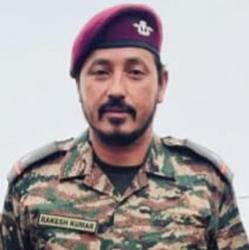 Naib Subedar Rakesh Kumar of 2 Para (SF), who was martyred in the gunfight with terrorists in Kishtwar district on Sunday. (PTI Photo) Naib Subedar Rakesh Kumar of 2 Para (SF), who was martyred in the gunfight with terrorists in Kishtwar district on Sunday. (PTI Photo)