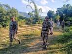 Security personnel during a search operation and area domination in the vulnerable areas of hill and valley districts of Manipur. (PTI file photo) Security personnel during a search operation and area domination in the vulnerable areas of hill and valley districts of Manipur. (PTI file photo)