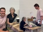 Grandson surprised his grandmother on her late husband's birthday.
Grandson surprised his grandmother on her late husband's birthday.