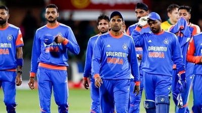 India's Suryakumar Yadav and teammates walk back to the pavilion. (ANI Photo) India's Suryakumar Yadav and teammates walk back to the pavilion. (ANI Photo)