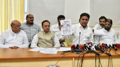 Bharat Rashtra Samiti (BRS) leader KT Rama Rao at a press conference in New Delhi. (X) Bharat Rashtra Samiti (BRS) leader KT Rama Rao at a press conference in New Delhi. (X)