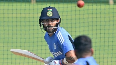India's Virat Kohli bats in the nets during a practice session (AFP) India's Virat Kohli bats in the nets during a practice session (AFP)