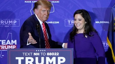 US President-elect Donald Trump greets US Representative Elise Stefanik in New Hampshire. (AFP file) US President-elect Donald Trump greets US Representative Elise Stefanik in New Hampshire. (AFP file)