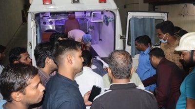 The injured being taken to hospital after fire at Mathura oil refinery. The injured being taken to hospital after fire at Mathura oil refinery.