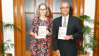 Austrian Ambassador to India Katharina Wieser and author Vinay Gupta (Photo: Shantanu Bhattacharya/HT) Austrian Ambassador to India Katharina Wieser and author Vinay Gupta (Photo: Shantanu Bhattacharya/HT)