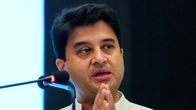 Union Minister for Communications Jyotiraditya Scindia during the 25th Meeting of the South Asian Telecommunication Regulators' Council, in New Delhi, Monday, Nov. 11, 2024 (Shahbaz Khan/PTI) Union Minister for Communications Jyotiraditya Scindia during the 25th Meeting of the South Asian Telecommunication Regulators' Council, in New Delhi, Monday, Nov. 11, 2024 (Shahbaz Khan/PTI)