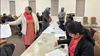 Pensioners availing of services at a consular camp in Edmonton, Canada on Sunday. (Indian Consulate in Vancouver) Pensioners availing of services at a consular camp in Edmonton, Canada on Sunday. (Indian Consulate in Vancouver)