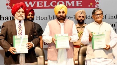 Punjab chief minister Bhagwant Mann and others inaugurate an international conference at the Punjab Agricultural University in Ludhiana on Tuesday. (HT photo) Punjab chief minister Bhagwant Mann and others inaugurate an international conference at the Punjab Agricultural University in Ludhiana on Tuesday. (HT photo)