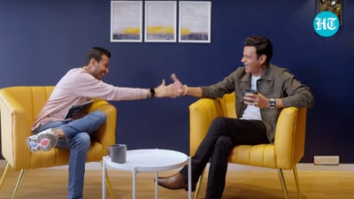 Ritesh Agarwal with Manoj Bajpayee in the series premiere of The Impossible Show Ritesh Agarwal with Manoj Bajpayee in the series premiere of The Impossible Show