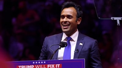 Vivek Ramaswamy speaks during a rally for Republican presidential nominee and former U.S. President Donald Trump in New York on October 27, 2024. (REUTERS)