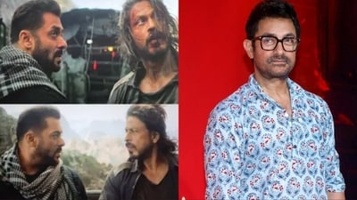 Aamir Khan talked about Shah Rukh Khan and Salman Khan's train track scene from Pathaan. Aamir Khan talked about Shah Rukh Khan and Salman Khan's train track scene from Pathaan.