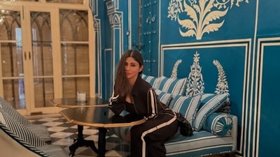 Mouni Roy visited Bar Palladio, whose brand of blue stands out against Jaipur’s predominantly pink landscape. The restaurant and lounge is located within Narain Niwas Palace Hotel. Mouni Roy visited Bar Palladio, whose brand of blue stands out against Jaipur’s predominantly pink landscape. The restaurant and lounge is located within Narain Niwas Palace Hotel.