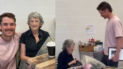 Grandson surprised his grandmother on her late husband's birthday. (Instagram/goodnews_movement) Grandson surprised his grandmother on her late husband's birthday. (Instagram/goodnews_movement)