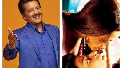 Udit Narayan; (right) a still from the song Main Yahan Hoon