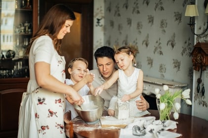 Baking with children can be a fun activity. Baking with children can be a fun activity.