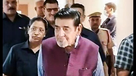 Congress leader Jagdish Tytler at a Delhi court in New Delhi on Tuesday. (ANI)