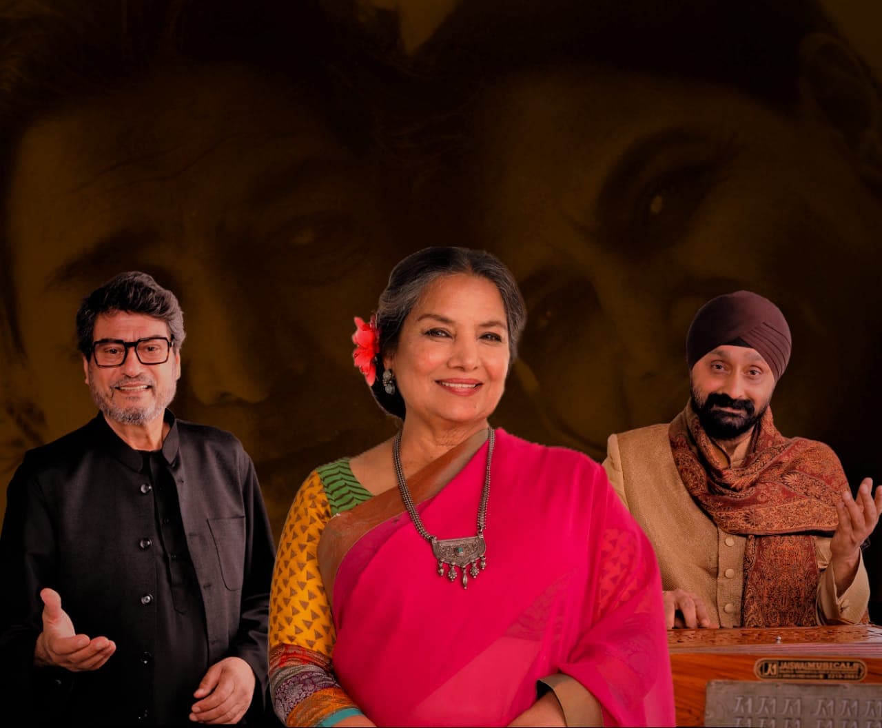Publicity still for Kaifi Aur Main featuring Kanwaljeet Singh (left), Shabana Azmi and Jaswinder Singh (Courtesy Kaifi Aur Main production team) Publicity still for Kaifi Aur Main featuring Kanwaljeet Singh (left), Shabana Azmi and Jaswinder Singh (Courtesy Kaifi Aur Main production team)