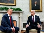 US President Joe Biden, right, and President-elect Donald Trump during a meeting in the Oval Office of the White House in Washington, DC, US, on Wednesday, Nov. 13, 2024. US President Joe Biden, right, and President-elect Donald Trump during a meeting in the Oval Office of the White House in Washington, DC, US, on Wednesday, Nov. 13, 2024.