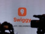 The Swiggy Limited's logo is seen at a press conference during which its Initial Public Offering (IPO) was announced in Mumbai, India, October 30, 2024