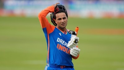 India's Abhishek Sharma reacts as he walks off the field after losing his wicket during the second T20I vs South Africa. (AP) India's Abhishek Sharma reacts as he walks off the field after losing his wicket during the second T20I vs South Africa. (AP)