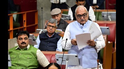 Former chief minister Bhupinder Singh Hooda during the winter assembly session on Wednesday. (HT Photo) Former chief minister Bhupinder Singh Hooda during the winter assembly session on Wednesday. (HT Photo)