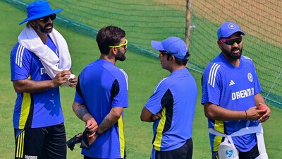 India's Virat Kohli, Rohit Sharma ,Abhishek Nayar and Coach Gautam Gambhir, during practice session (Hindustan Times)