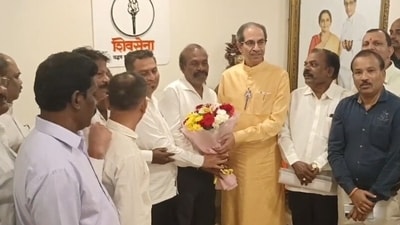Santosh Katke with Uddhav Thackeray (HT Photo) Santosh Katke with Uddhav Thackeray (HT Photo)