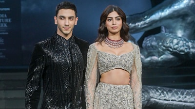 Khushi Kapoor and Vedang Raina recently walked the ramp at a fashion show. Khushi Kapoor and Vedang Raina recently walked the ramp at a fashion show.
