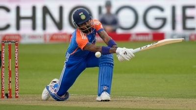 Hardik Pandya was caught LBW by Keshav Maharaj during the third T20I in Centurion. (AP) Hardik Pandya was caught LBW by Keshav Maharaj during the third T20I in Centurion. (AP)