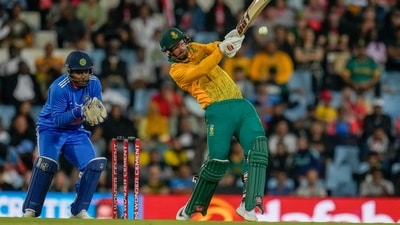 Chakravarthy was however taken to the cleaners by Heinrich Klaasen in his fourth over. Klaasen started South Africa's late surge by smashing 23 runs off Varun Chakravarthy in the 14th over. (AP) Chakravarthy was however taken to the cleaners by Heinrich Klaasen in his fourth over. Klaasen started South Africa's late surge by smashing 23 runs off Varun Chakravarthy in the 14th over. (AP)