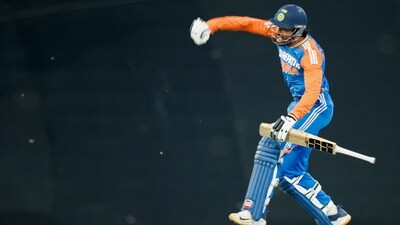 Tilak Varma celebrates after scoring a century against South Africa. (AFP) Tilak Varma celebrates after scoring a century against South Africa. (AFP)