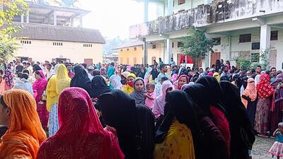 The voters throng at a polling station to cast their votes for the Assam assembly by-elections on Wednesday. (ANI) The voters throng at a polling station to cast their votes for the Assam assembly by-elections on Wednesday. (ANI)