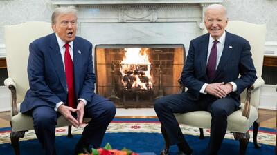 US President Joe Biden (right) meets with US President-elect Donald Trump in the Oval Office of the White House in Washington, DC, on Wednesday. (AFP) US President Joe Biden (right) meets with US President-elect Donald Trump in the Oval Office of the White House in Washington, DC, on Wednesday. (AFP)
