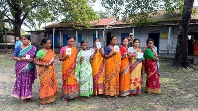 Voters wait for their turn at a polling booth in Cooch Behar district of West Bengal on Wednesday. (Photo from X) Voters wait for their turn at a polling booth in Cooch Behar district of West Bengal on Wednesday. (Photo from X)