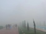 The world heritage site has disappeared behind a layer of smog due to rising air pollution