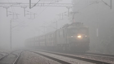 A train running on the track amid heavy smog in Gurugram on Wednesday. A train running on the track amid heavy smog in Gurugram on Wednesday.