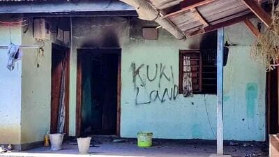Charred remains of a house set ablaze allegedly by Kuki militants in Imphal West district on November 12. (AFP Photo) Charred remains of a house set ablaze allegedly by Kuki militants in Imphal West district on November 12. (AFP Photo)