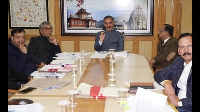 Chief minister Sukhvinder Singh Sukhu presided over the meeting with electricity department, Shimla on Thursday. (HT Photo) Chief minister Sukhvinder Singh Sukhu presided over the meeting with electricity department, Shimla on Thursday. (HT Photo)