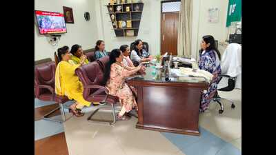 Delegation of women’s activists meet with chairperson of UP Women’s Commission, Babita Chauhan (HT) Delegation of women’s activists meet with chairperson of UP Women’s Commission, Babita Chauhan (HT)